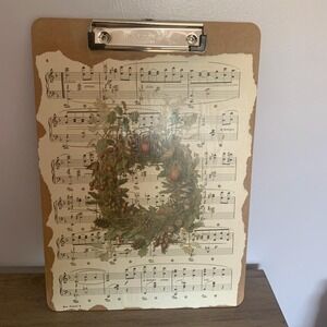 Woodland Pinecone Wreath Glen Holly IOD Transfer OOAK Art Clipboard Sheet music